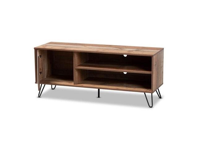 Baxton Studio Iver Modern and Contemporary Rustic Oak Finished 1-Door Wood TV Stand