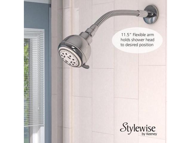 plumb pak keeney k780cp 11.5' memory flangechrome finish stylewise flexible shower arm with easily adjustable position,