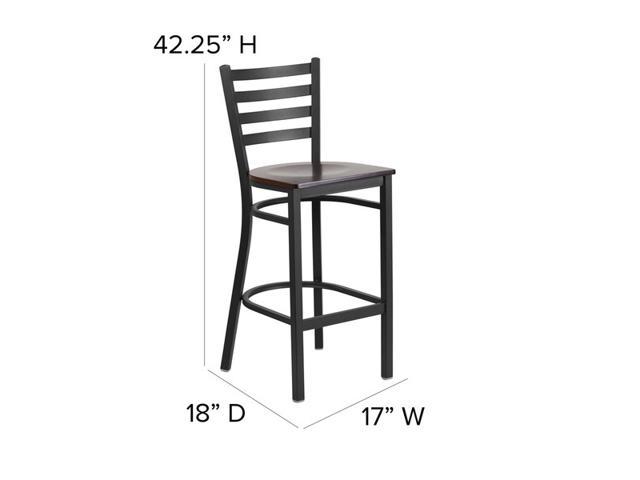 Photos - Chair Flash Furniture HERCULES Series Black Ladder Back Metal Restaurant Barstool - Walnut Wood 