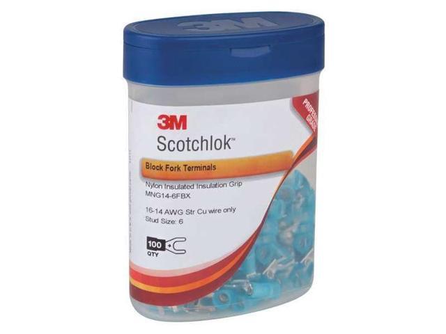 3M MNG14-6FBX Fork Terminal, #6 Stud Size, 14 AWG, 600 V, Nylon Insulated,