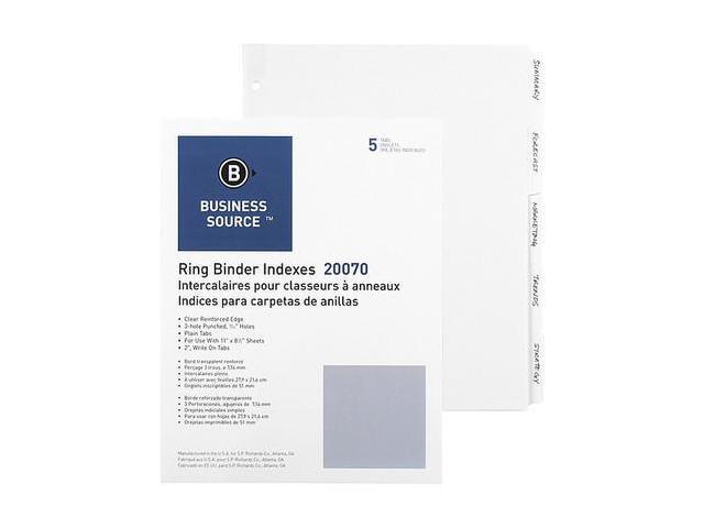 Business Source Plain Tab Indexes 5-2' Wide Tab 11'x8-1/2' 100 St/BX WE 20070