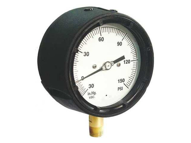 ZORO SELECT 36JV32 Industrial Pressure Gauge, 0 to 300 psi, 4 1/2 in Dial, 1/2