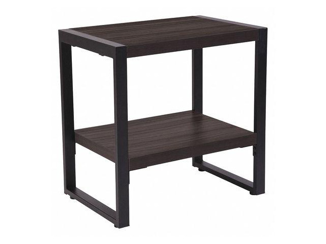 Flash Furniture Thompson Collection Charcoal Wood Grain Finish End Table with Black Metal Frame