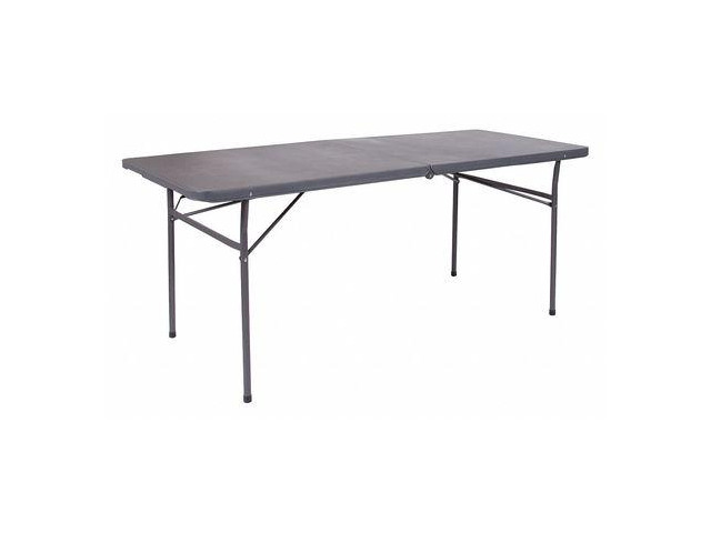 30''W x 72''L Bi-Fold Dark Gray Plastic Folding Table with Carrying Handle