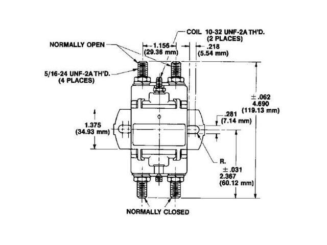 White Rodgers 124-114111 Solenoid, SPNO, 24 VDC Isolated Coil, Continuous Duty, Normally Open Continuous Contact Rating 100 Amps, Inrush 400 Amps