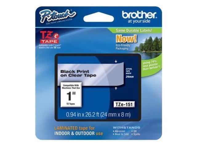 Brother P-touch TZe 1' Laminated Tape Cartridge - 1' Width x 26 1/5 ft Length - Rectangle - Thermal Transfer - Clear - 1