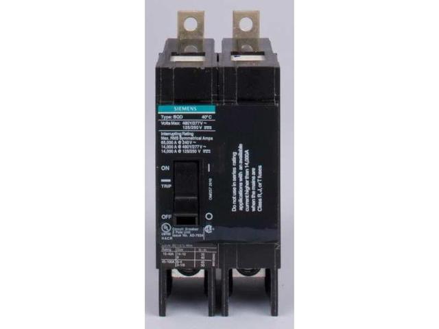 SIEMENS BQD250 Miniature Circuit Breaker, BQD Series, 50A, 2 Pole, 480V AC,