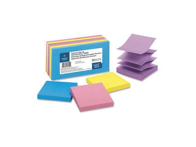 Business Source Pop-up Adhesive Note Pads 3'x3' 100 Sh 12/PK AST Extreme 16450