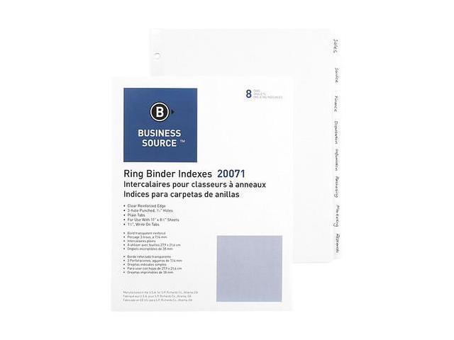 Business Source Plain Tab Indexes 8-1-1/4' Wide Tab 11'x8-1/2' 100 St/BX WE 20071