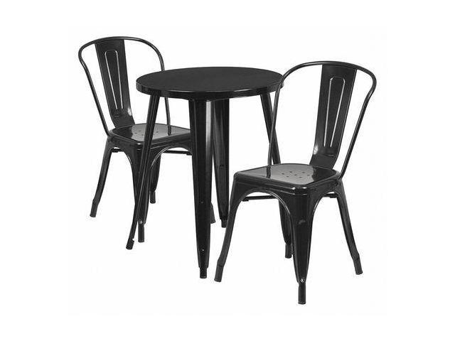 Photos - Garden Furniture Flash Furniture 24" Round Black Metal Indoor-Outdoor Table Set with 2 Cafe Chairs CH-51080 