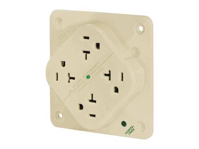 BRYANT 21254HSIA Straight Blade Receptacle, 5-20R, 20 A, 125V AC, 2 Pole, 3