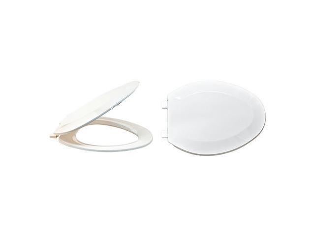 Photos - Other sanitary accessories ZORO SELECT 65903 Toilet Seat, With Cover, Plastic, Elongated, White