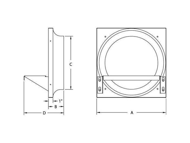 DAYTON 10E033 Exhaust Fan Venturi Frame,16x16,Galv