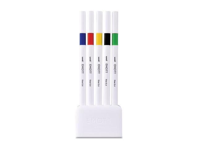 Uni-ball EMOTT Porous Point Pens Fine 0.4 mm Assorted Ink 5 Pack 24828
