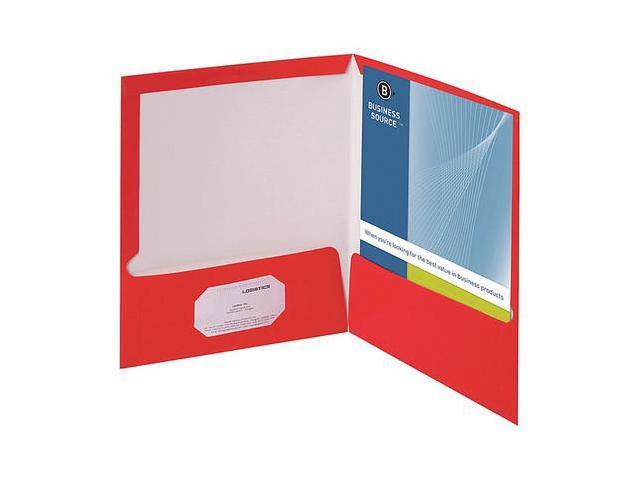 Business Source Two-Pocket Folders with Business Card Holder