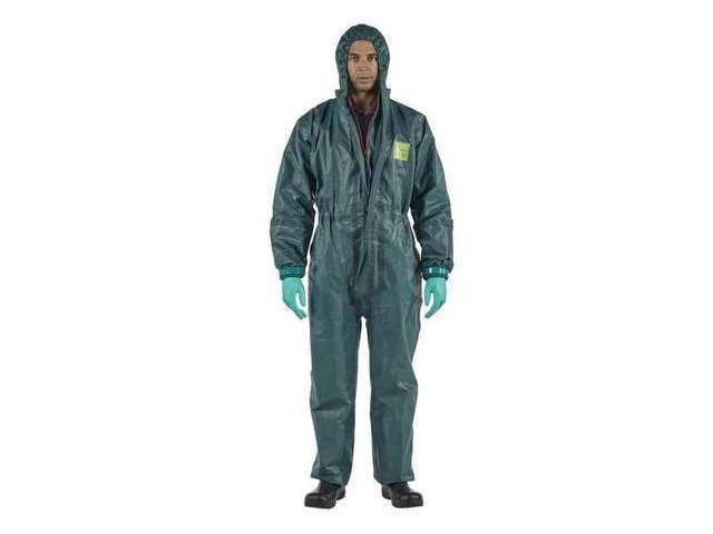 Photos - Other Power Tools Ansell GR40-T-92-111-07 Coveralls, 6 PK, Green, Non-Woven Laminate, Zipper 