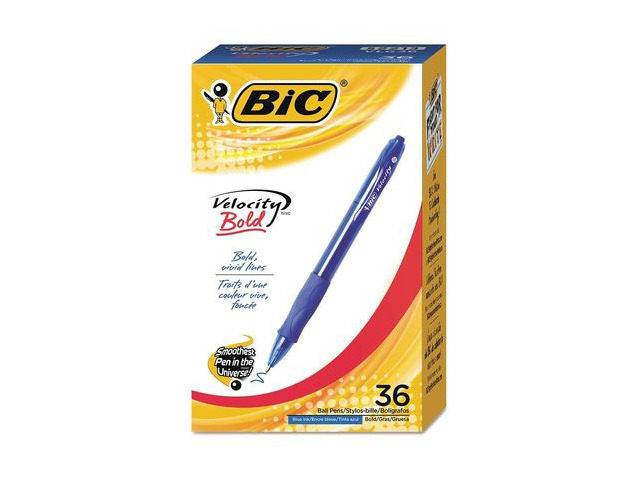 BIC Velocity Retractable Ball Pen Blue Ink 1.6 mm 36/Pack VLGB361BE