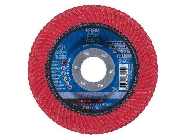 Photos - Other Power Tools PFERD 67381 4-1/2' x 7/8' A.H. POLIFAN® Flap Disc - CO SGP CURVE STEELOX,