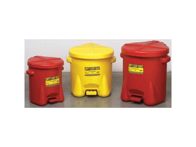 EAGLE MFG 937FLY Oily Waste Can, 14 gal, Yellow, Polyethylene, 21 in Height,