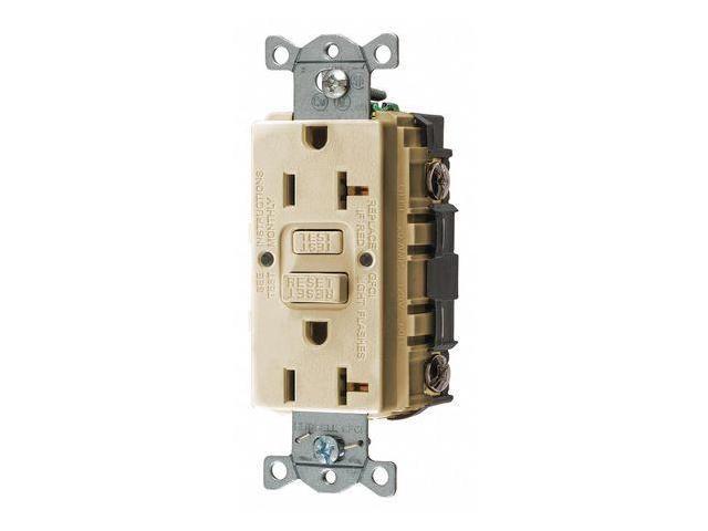 HUBBELL WIRING DEVICE-KELLEMS GFR20I GFCI Receptacle: Duplex, 1 Phase, NEMA