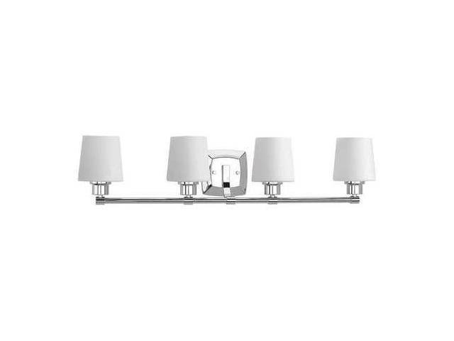 Photos - Chandelier / Lamp Glance Bath Vanity, 4-Light, Polished Chrome, Etched White Linen Glass, 30