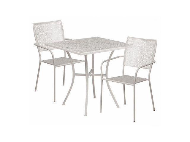 Photos - Garden Furniture Flash Furniture Oia Indoor-Outdoor 28' Square Steel Patio Table Set with 2 