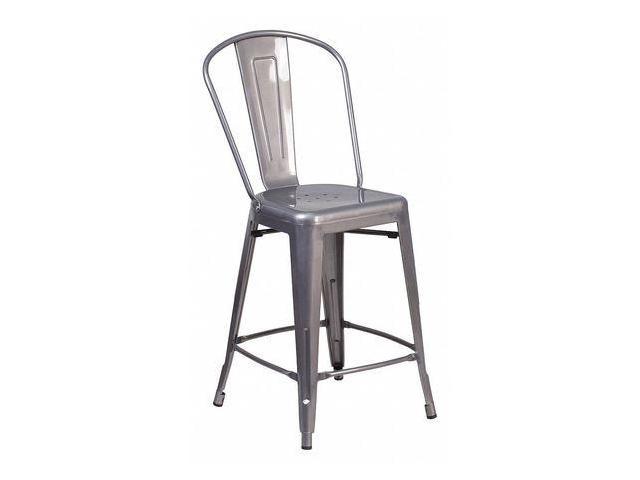 Photos - Chair Flash Furniture 24" High Clear Coated Indoor Counter Height Stool with Back 889142087335 
