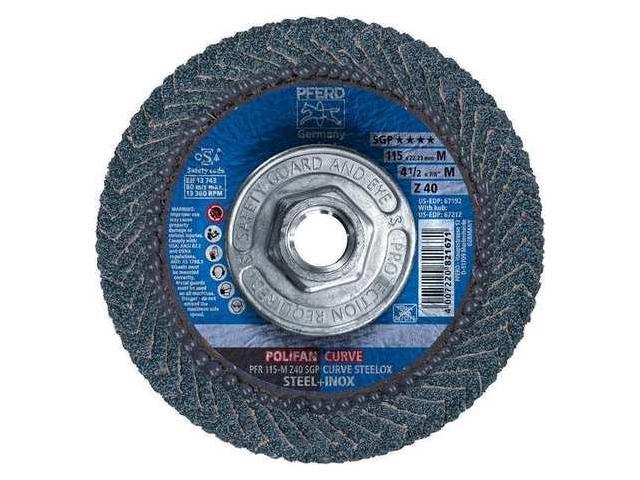 Photos - Other Power Tools PFERD 67212 4-1/2' x 5/8-11 Thd. POLIFAN® Flap Disc - Z SGP CURVE STEELOX,