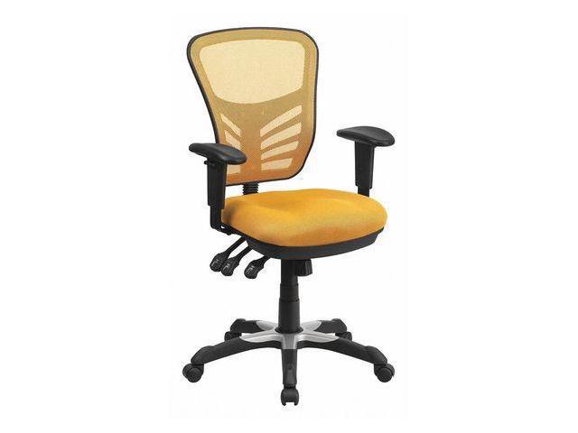 Photos - Computer Chair Flash Furniture Mid-Back Yellow-Orange Mesh Multifunction Executive Swivel Ergonomic Offic 