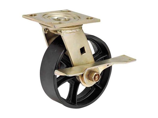 ZORO SELECT 1NVC7 Swivel Plate Caster,Steel,6 in.,1200 lb.