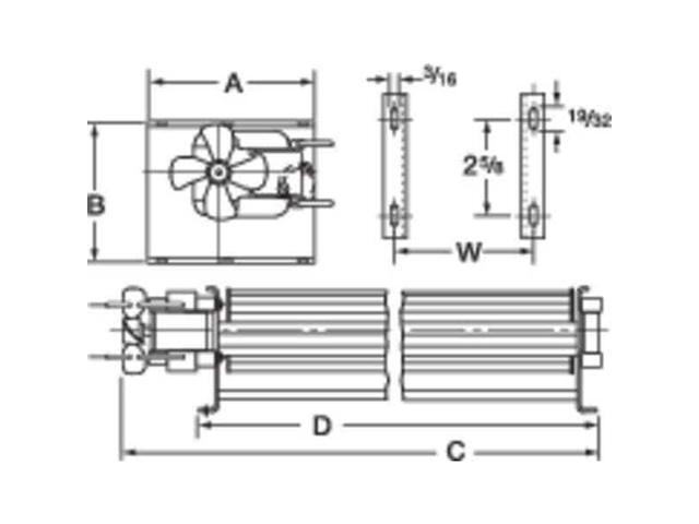 DAYTON 1TDU4 Rectangular OEM Blower, 2736 RPM, 1 Phase, Direct Drive, C45