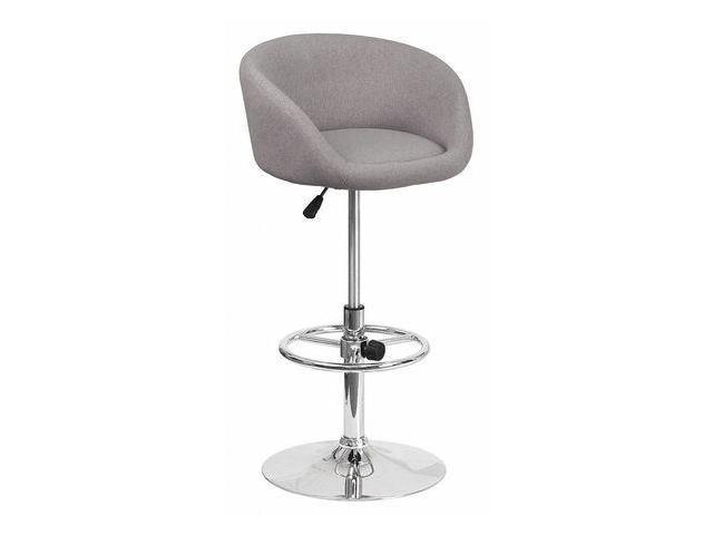Photos - Chair Flash Furniture Contemporary Gray Fabric Adjustable Height Barstool with Barrel Back and C 