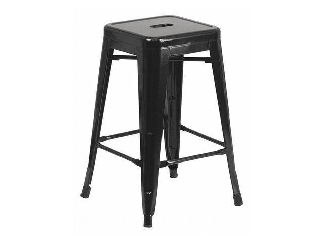 Photos - Garden Furniture Flash Furniture 24" High Backless Black Metal Indoor-Outdoor Counter Height Stool with Squ 
