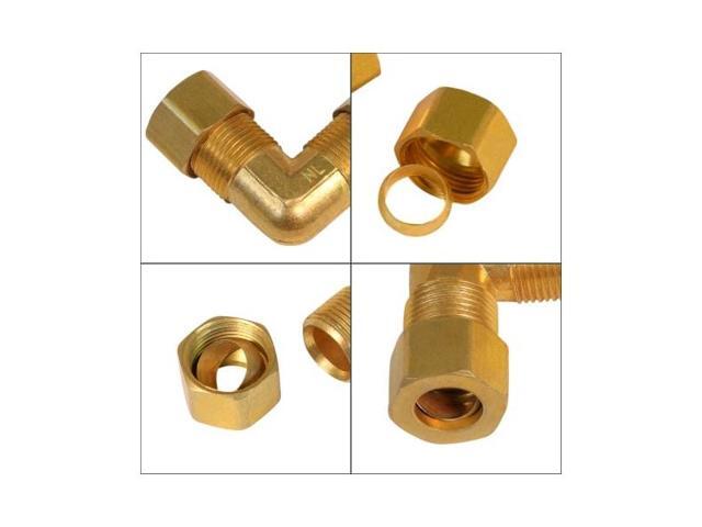 EVERFLOW C65-38-NL 3/8 O. D. COMP 90 Degree Elbow Pipe Fitting, Lead Free Brass