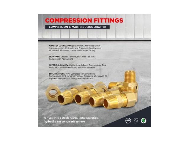 EVERFLOW C68R-7834-NL 7/8' O. D. COMP x 3/4' MIP Reducing Adapter Pipe Fitting,