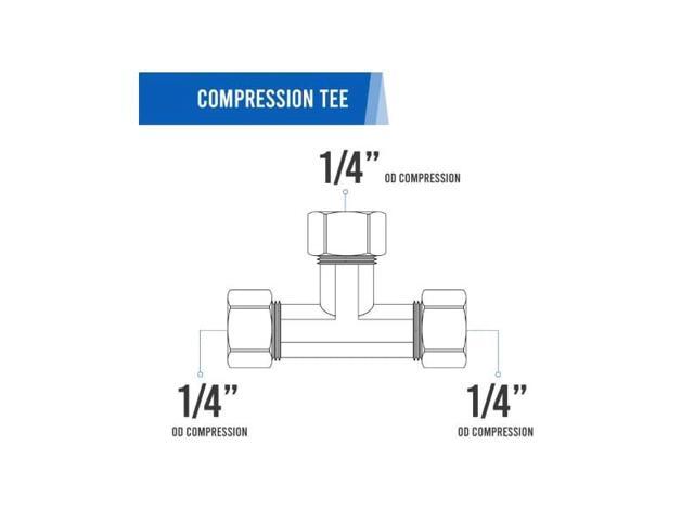 EVERFLOW C64-14-NL 1/4' O. D. COMP Tee Pipe Fitting; Lead Free Brass