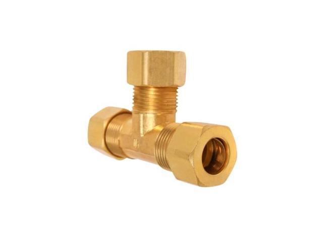 EVERFLOW C64-14-NL 1/4' O. D. COMP Tee Pipe Fitting; Lead Free Brass