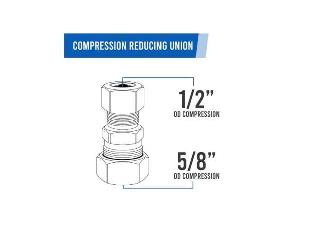 EVERFLOW C62R-5812-NL 5/8' x 1/2' O. D. COMP Reducing Union Pipe Fitting; Lead