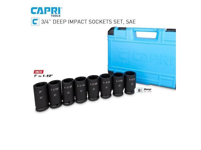 CAPRI TOOLS 5-7000 3/4 in Drive Deep Impact Socket Set, SAE, 8 pcs