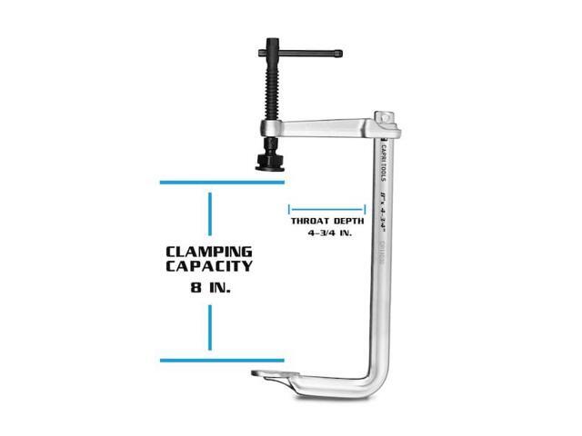 CAPRI TOOLS CP11030 8 in Heavy Duty All Steel Bar Clamp, 4-3/4 in Throat Depth