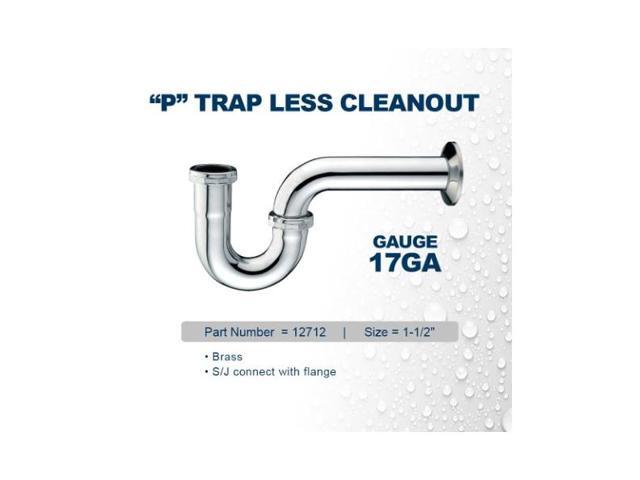 EVERFLOW 12712 P-Trap for Tubular Drain Applications, 17GA Chrome Plated Brass