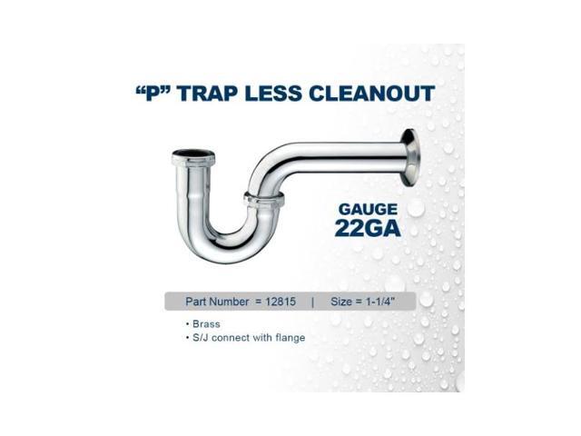 EVERFLOW 12815 P-Trap for Tubular Drain Applications, 22GA Chrome Plated Brass