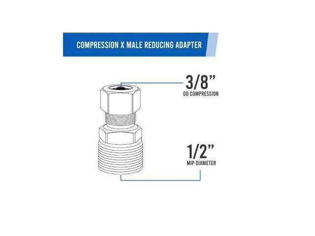 EVERFLOW C68R-3812-NL 3/8' O. D. COMP x 1/2' MIP Reducing Adapter Pipe Fitting,