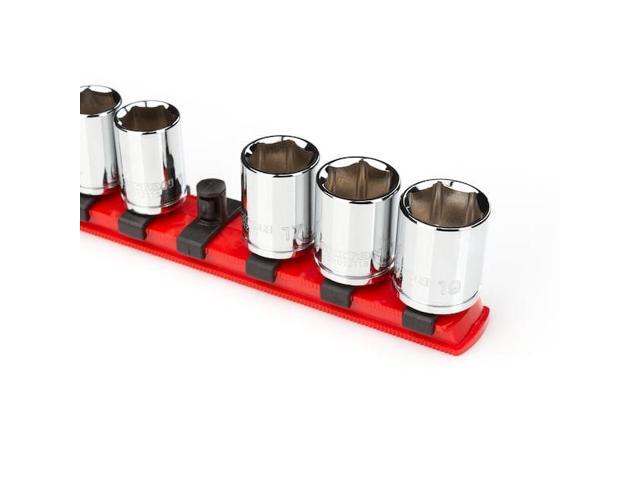 TEKTON OSR12115 3/8 Inch Drive x 13 Inch Socket Rail, 15 Clips (Red)