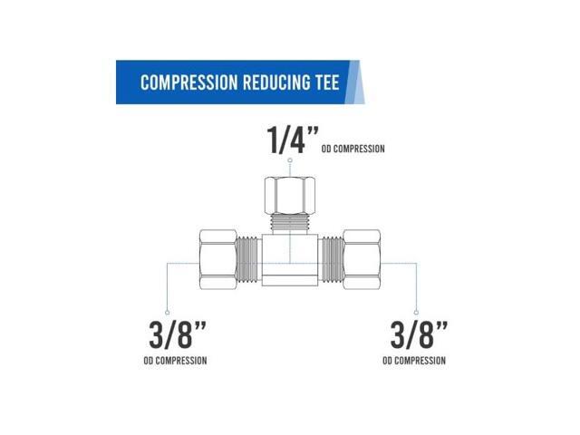 EVERFLOW C64R-383814-NL 3/8' x 3/8' x 1/4' O. D. COMP Tee Pipe Fitting; Lead