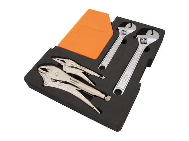 DYNAMIC D105104 6Pcs Hex Key, Locking Pliers & Adjstbl Wrench Set W/ Foam Tool