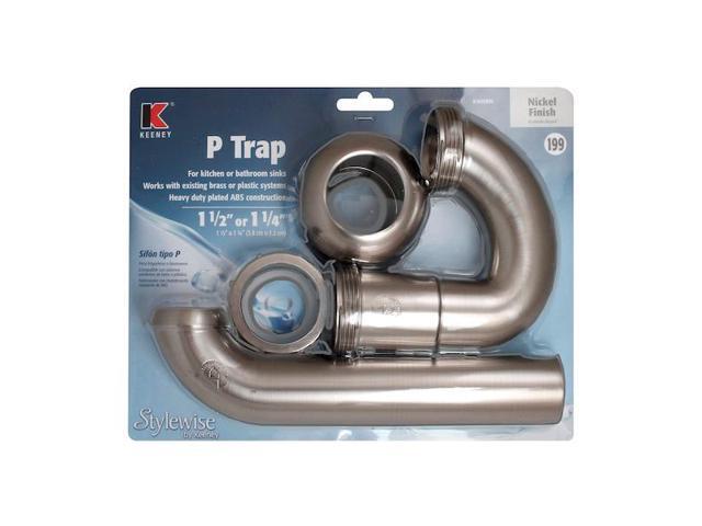 KEENEY MFG K400BN Decorative ABS P-Trap in Brushed Nickel, 1.5 x 1.25'