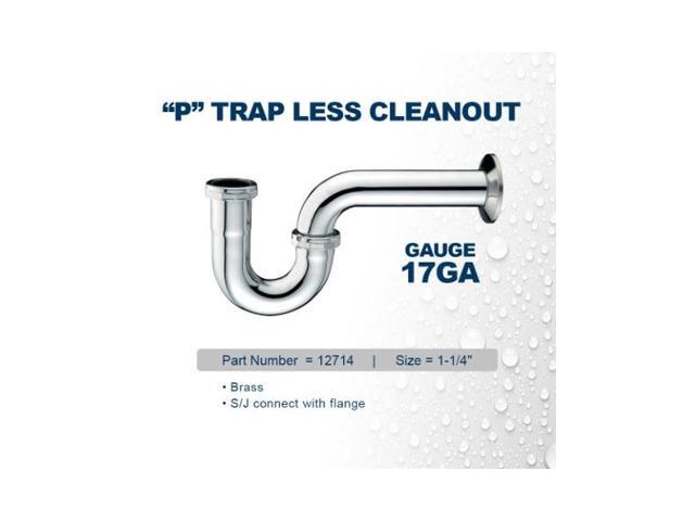 EVERFLOW 12714 P-Trap for Tubular Drain Applications, 17GA Chrome Plated Brass