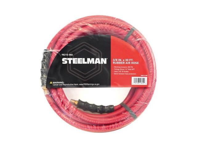 STEELMAN 98215-IND 30-Foot x 3/8' Rubber Air Hose with 1/4' Male NPT Brass