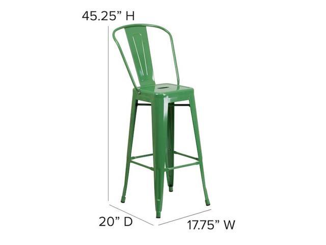 Flash Furniture Commercial Grade 30' High Green Metal Indoor-Outdoor Barstool with Removable Back 4 Pack (4CH3132030GBGN)